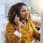 female agent working in a call centre with good customer service