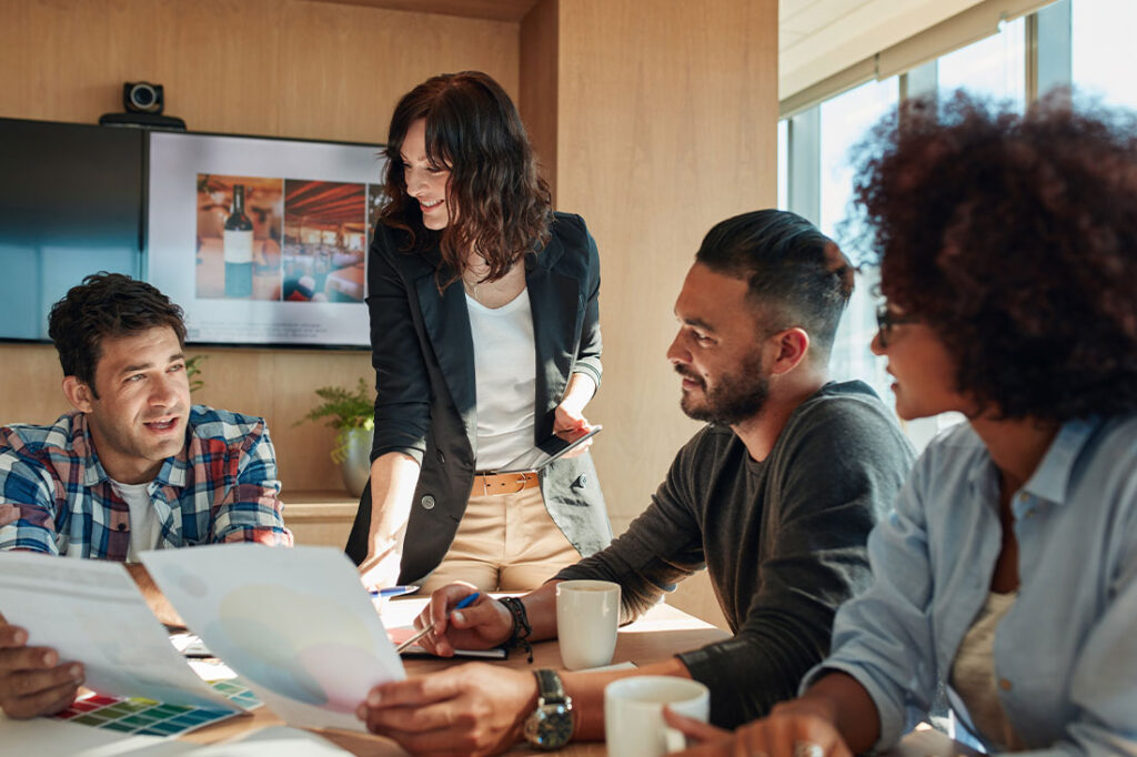 Group of young business people discussing
