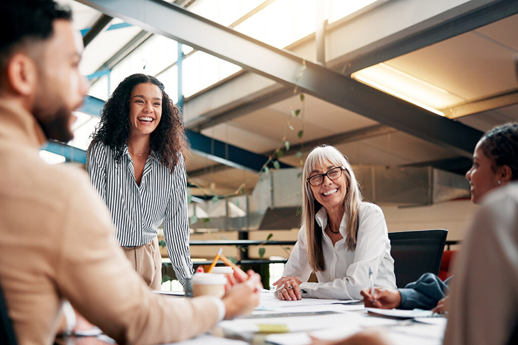 A high performance team meets for a brainstorming session
