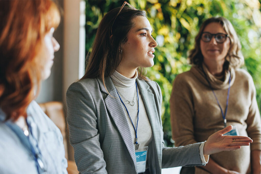 Colleagues working in a professional environment, part of a networking event