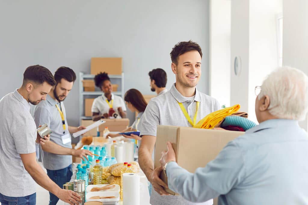 Volunteers work for a nonprofit organization
