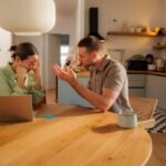 a couple arguing at home