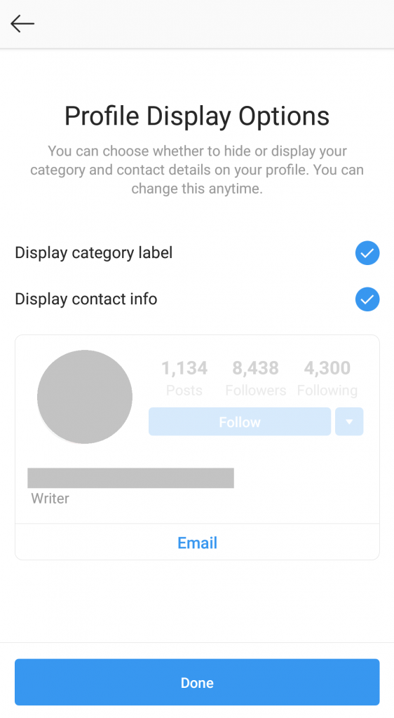 how to become an instagram creator - profile display options