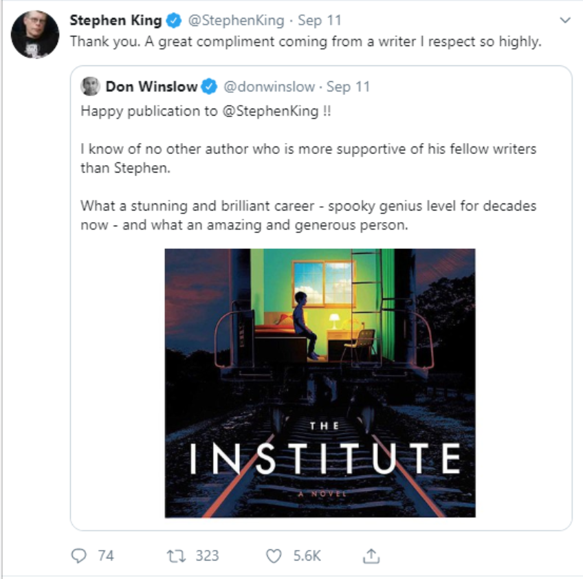 Another example of Stephen King engaging with his followers.